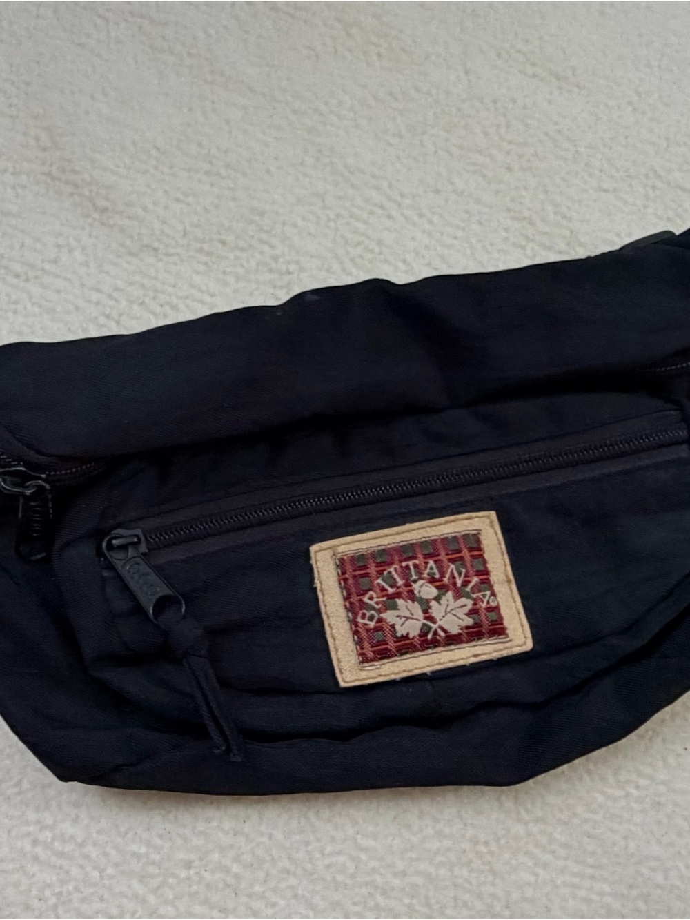 Vintage Brittania Black Nylon Fanny Pack